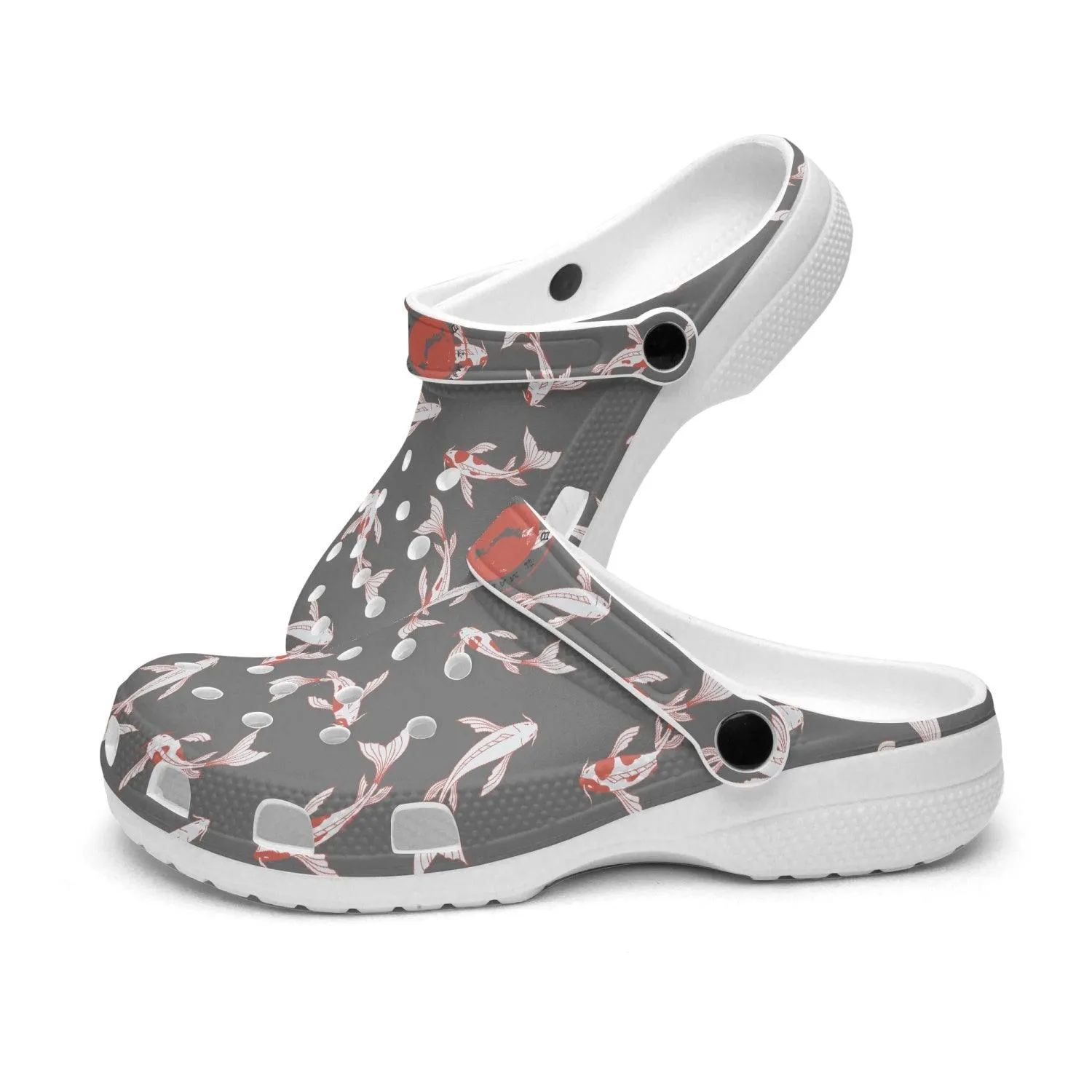 Shōwa Sanshoku Koi Grey Koi Fish Grey Clogs