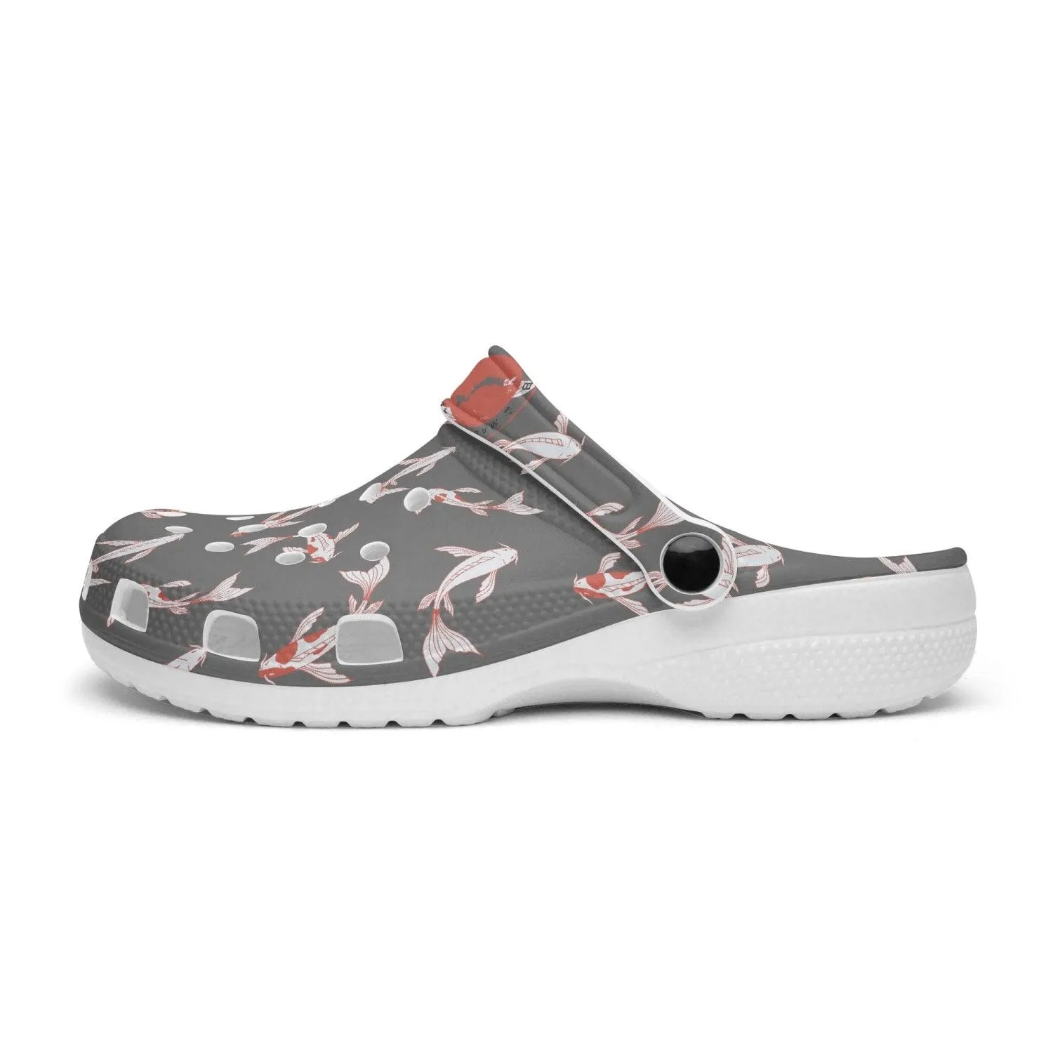 Shōwa Sanshoku Koi Grey Koi Fish Grey Clogs