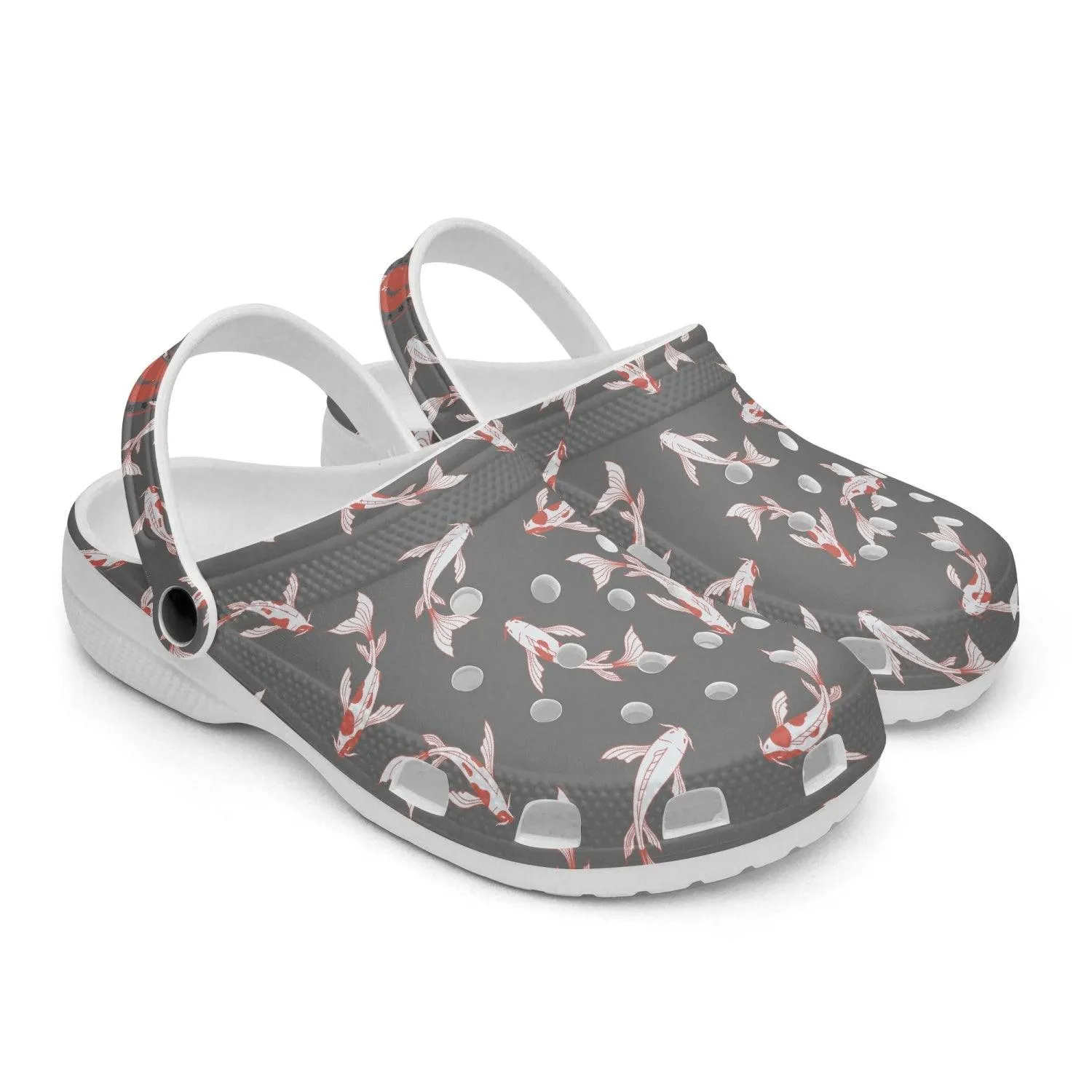 Shōwa Sanshoku Koi Grey Koi Fish Grey Clogs