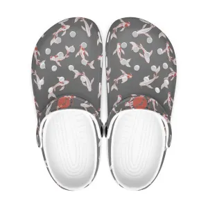 Shōwa Sanshoku Koi Grey Koi Fish Grey Clogs