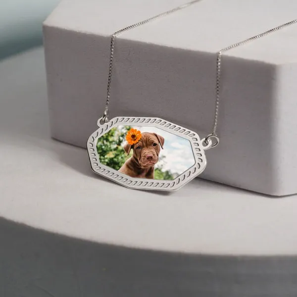 Sideways Octagon Photo Pendant Jewelry