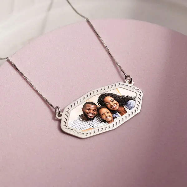 Sideways Octagon Photo Pendant Jewelry