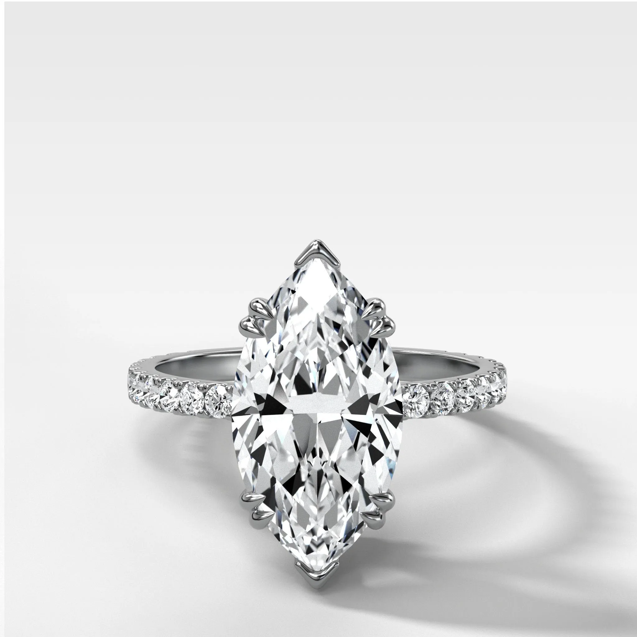 Signature Pavé Engagement Ring With North South Marquise Cut Diamond