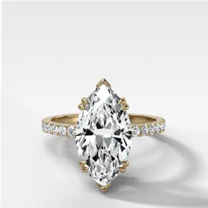 Signature Pavé Engagement Ring With North South Marquise Cut Diamond