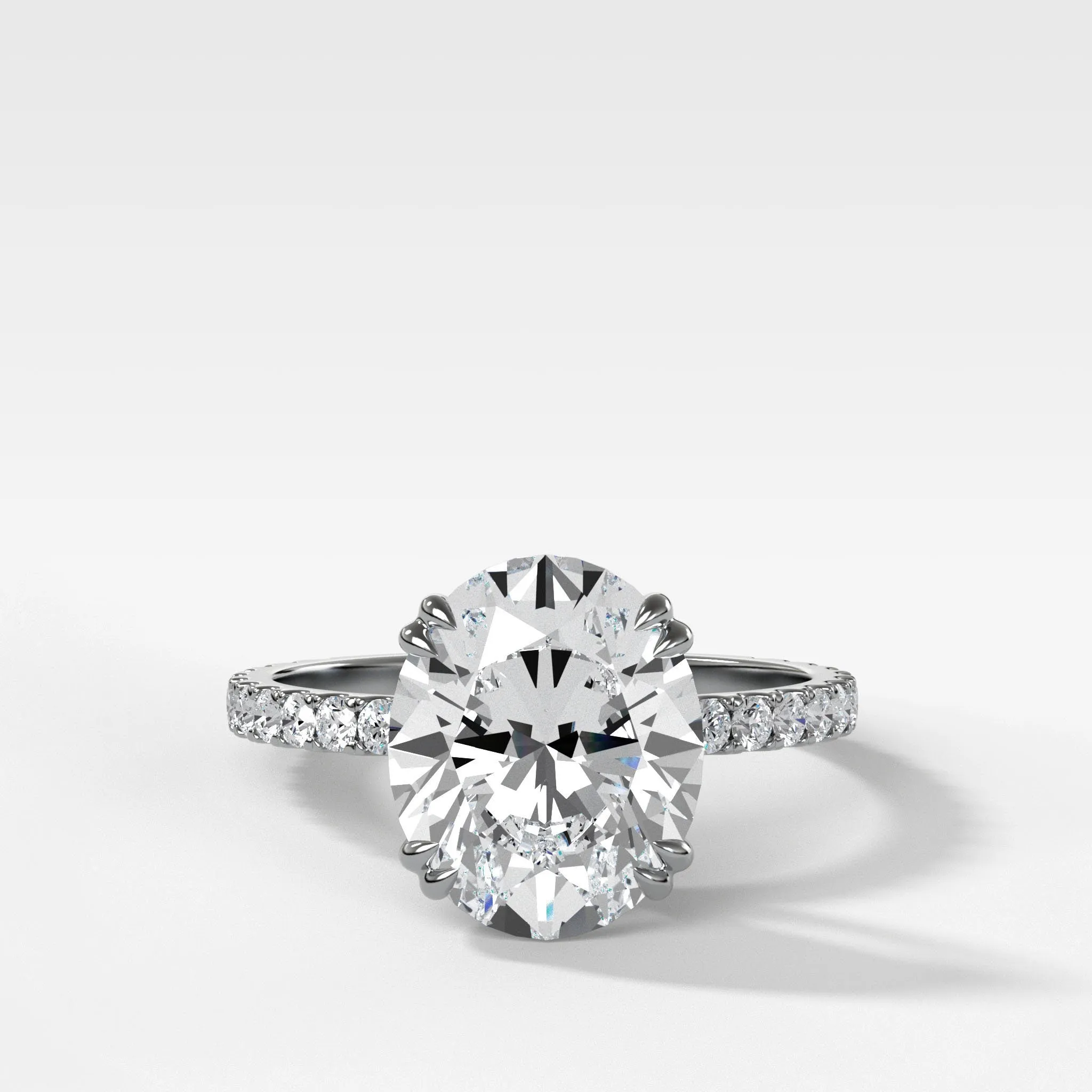 Signature Pavé Engagement Ring With Oval Cut Diamond