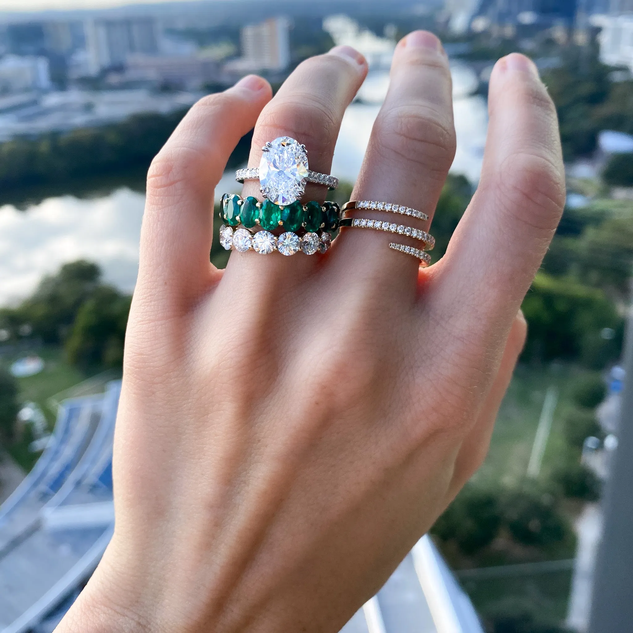 Signature Pavé Engagement Ring With Oval Cut Diamond