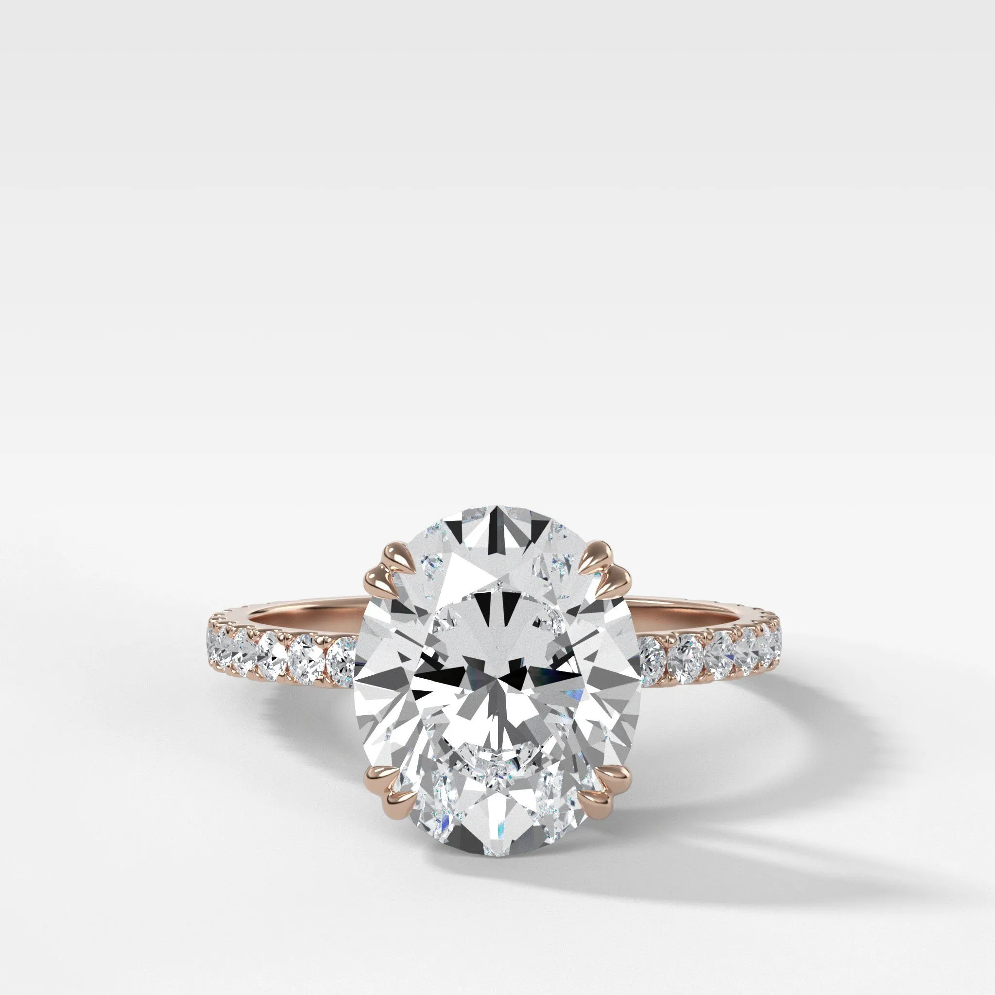 Signature Pavé Engagement Ring With Oval Cut Diamond