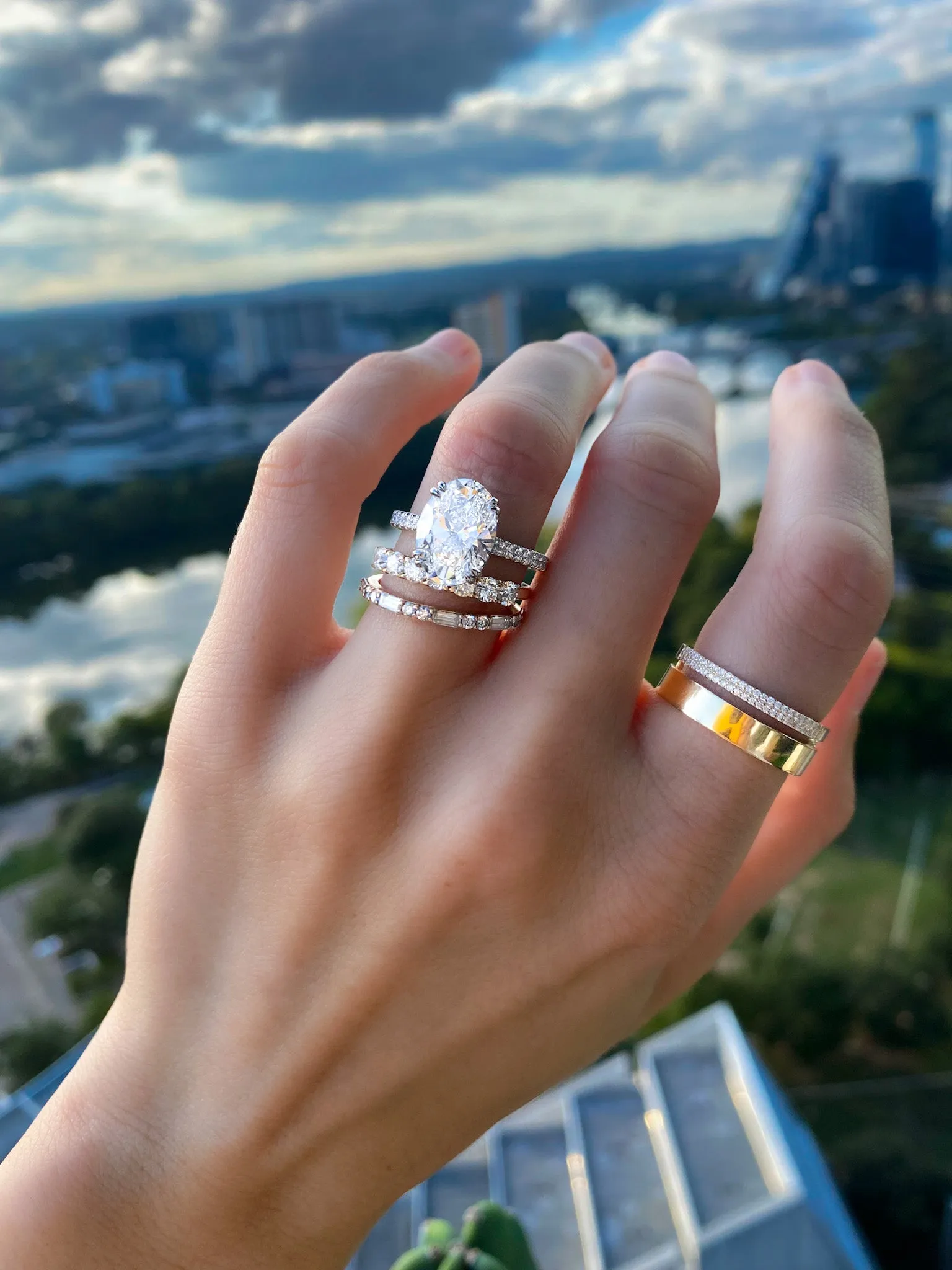 Signature Pavé Engagement Ring With Oval Cut Diamond