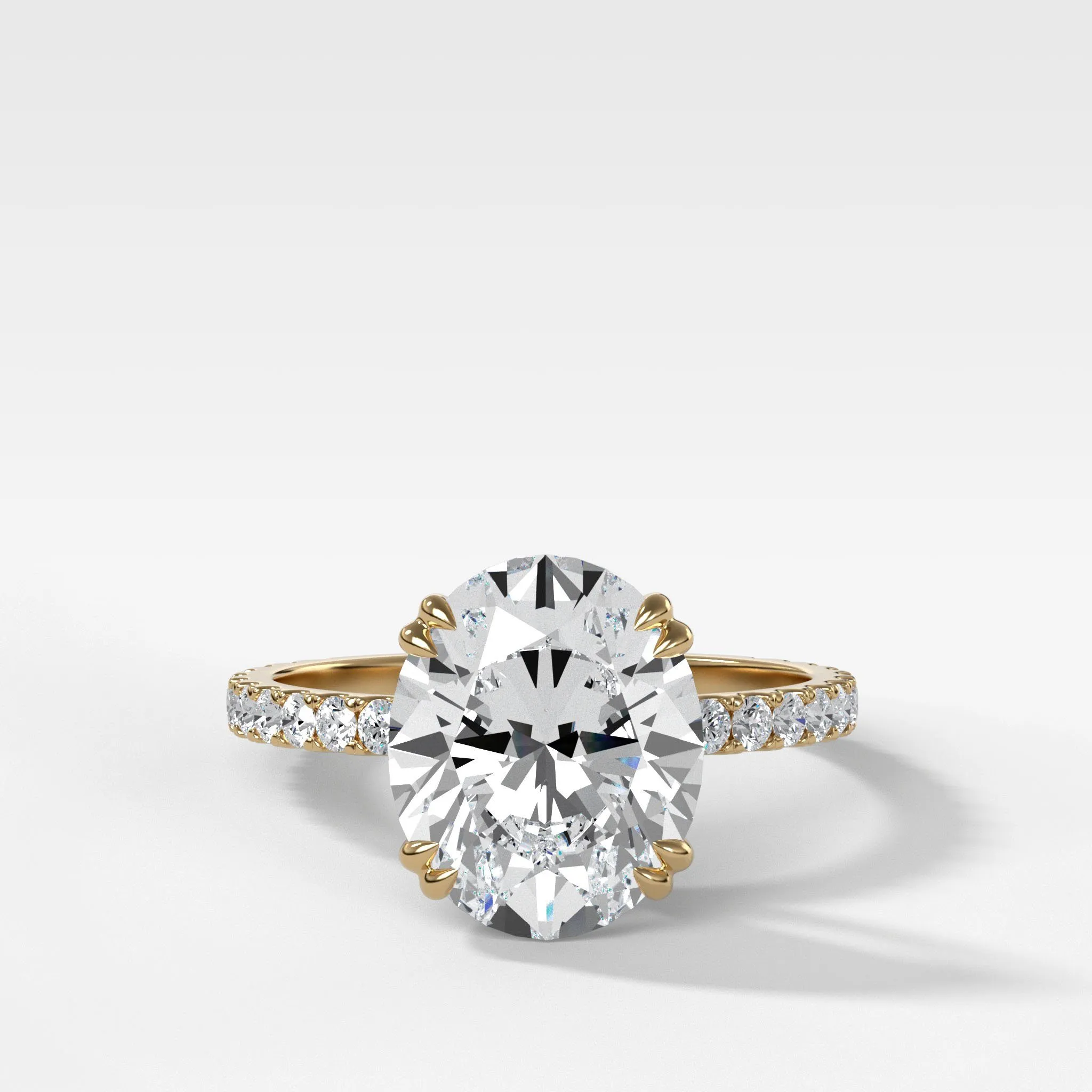 Signature Pavé Engagement Ring With Oval Cut Diamond