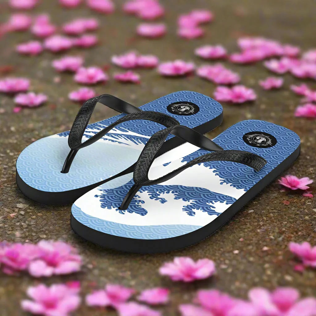 Silk Road Asian Print Tsunami Sky Flip-Flops