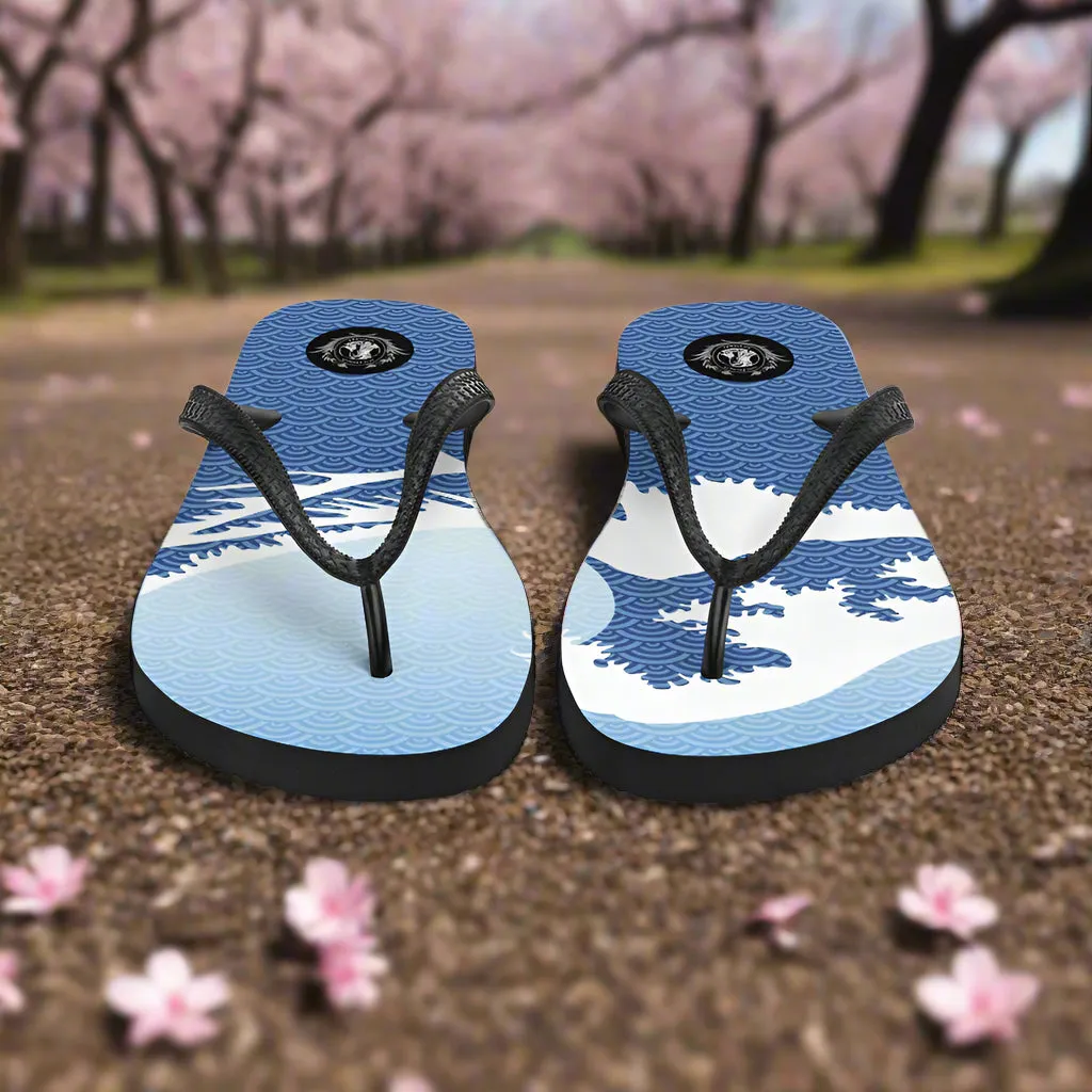 Silk Road Asian Print Tsunami Sky Flip-Flops