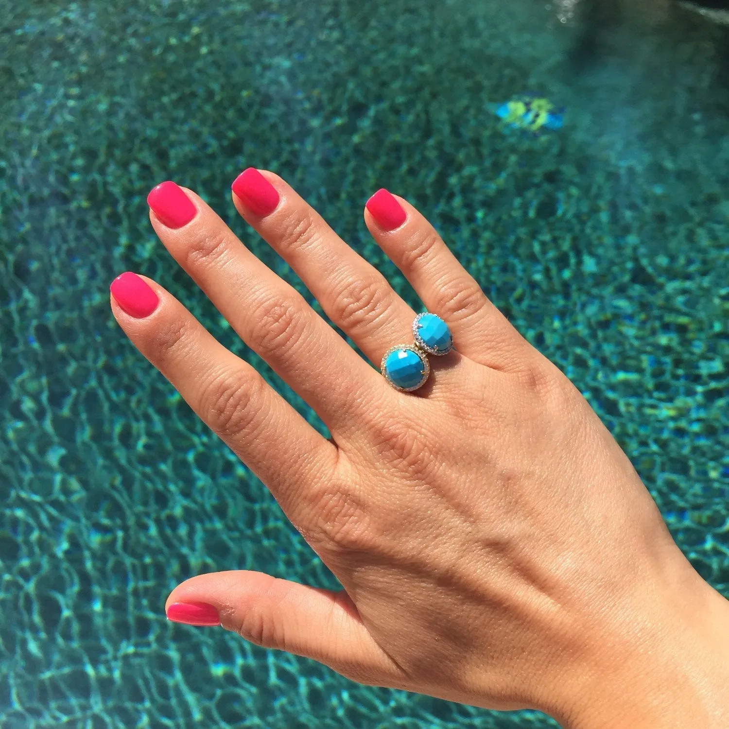 Silver Round Turquoise Ring-Sale