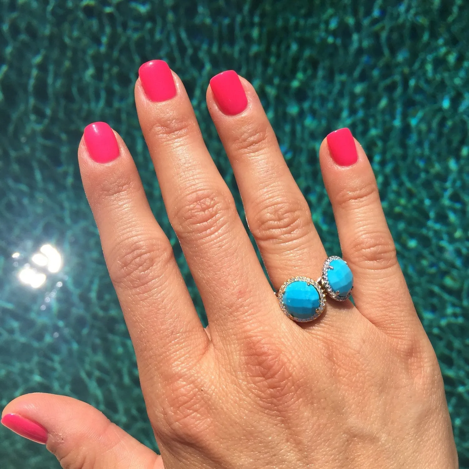 Silver Round Turquoise Ring-Sale