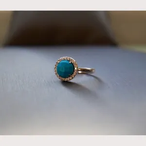 Silver Round Turquoise Ring-Sale