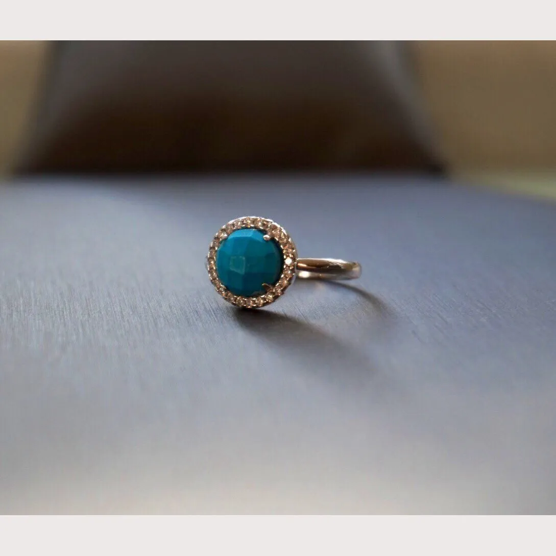 Silver Round Turquoise Ring-Sale