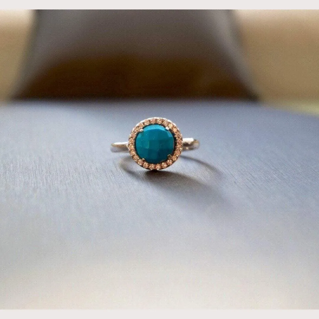 Silver Round Turquoise Ring-Sale