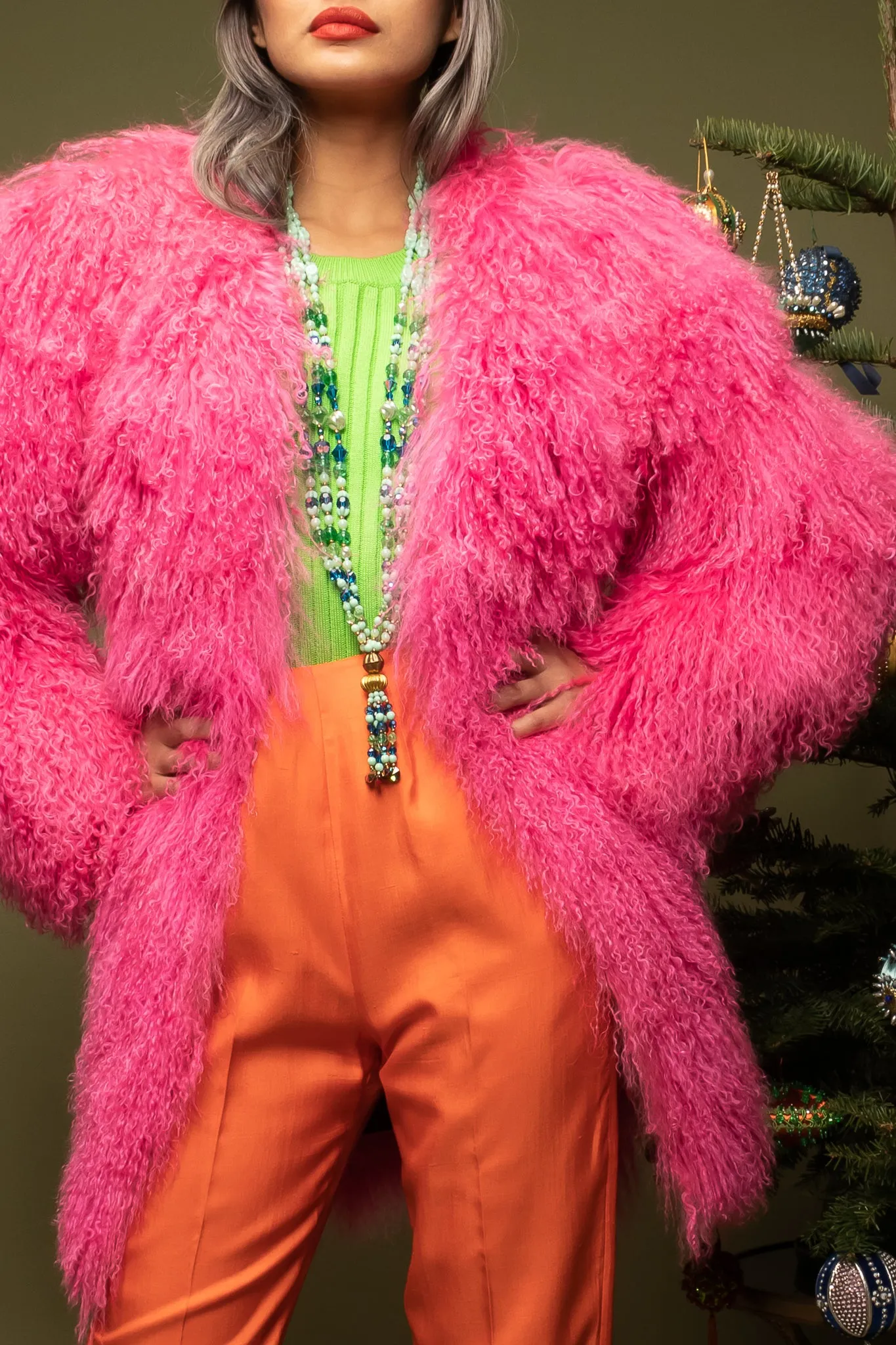 Slim Mongolian Fur Coat