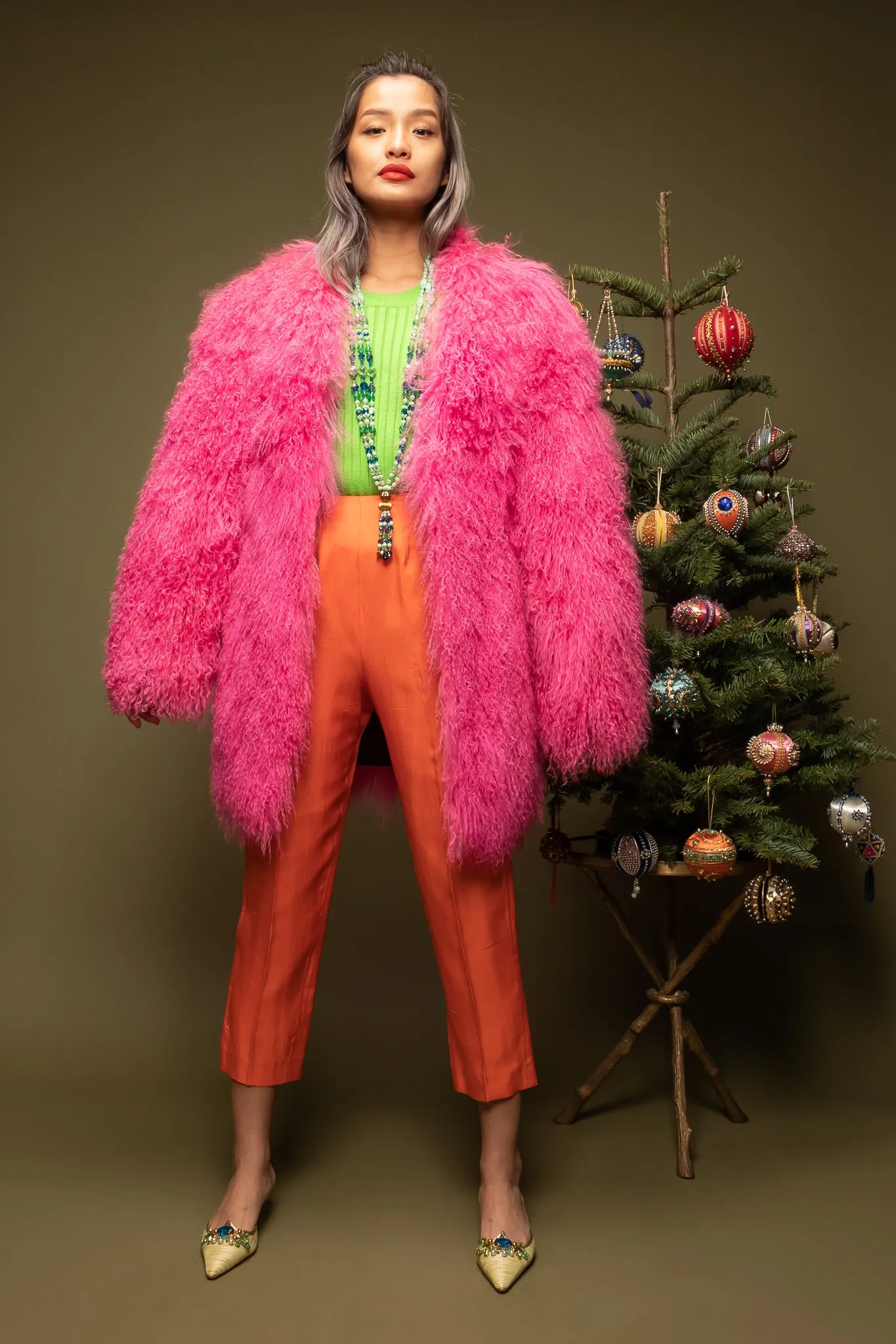 Slim Mongolian Fur Coat