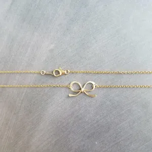 Small Gold Bow Necklace, 14K gold fill pendant, gold fill chain, gold wire bow, tiny bow, ribbon necklace, gold bow pendant, girls necklace