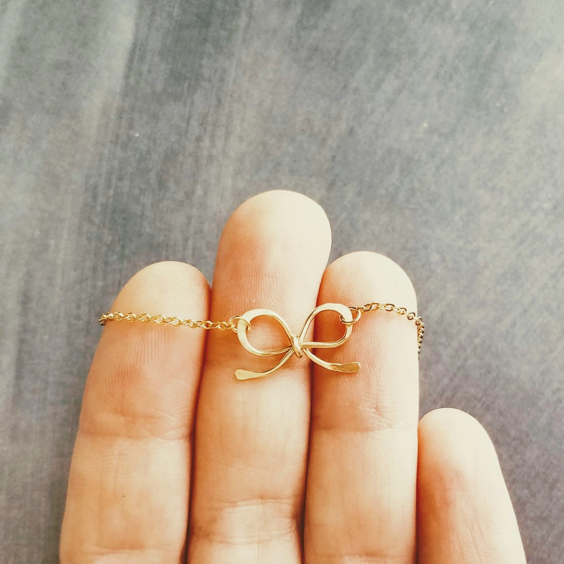 Small Gold Bow Necklace, 14K gold fill pendant, gold fill chain, gold wire bow, tiny bow, ribbon necklace, gold bow pendant, girls necklace