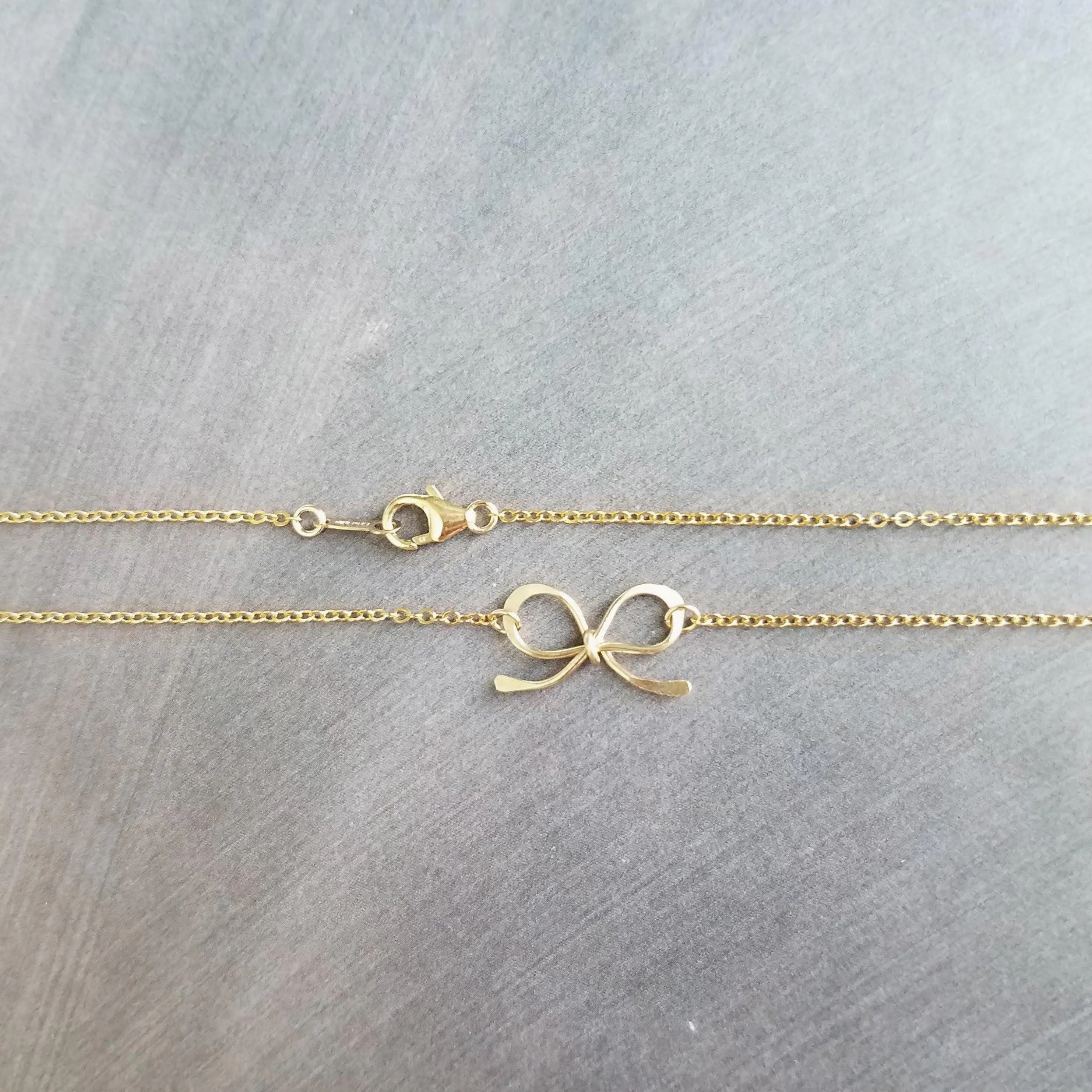 Small Gold Bow Necklace, 14K gold fill pendant, gold fill chain, gold wire bow, tiny bow, ribbon necklace, gold bow pendant, girls necklace