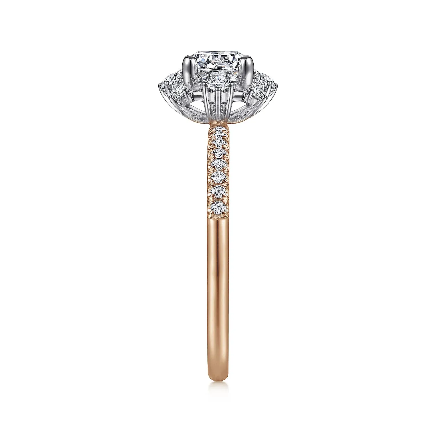 Snow Flake Halo Diamond Engagement Ring Mounting