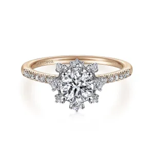 Snow Flake Halo Diamond Engagement Ring Mounting