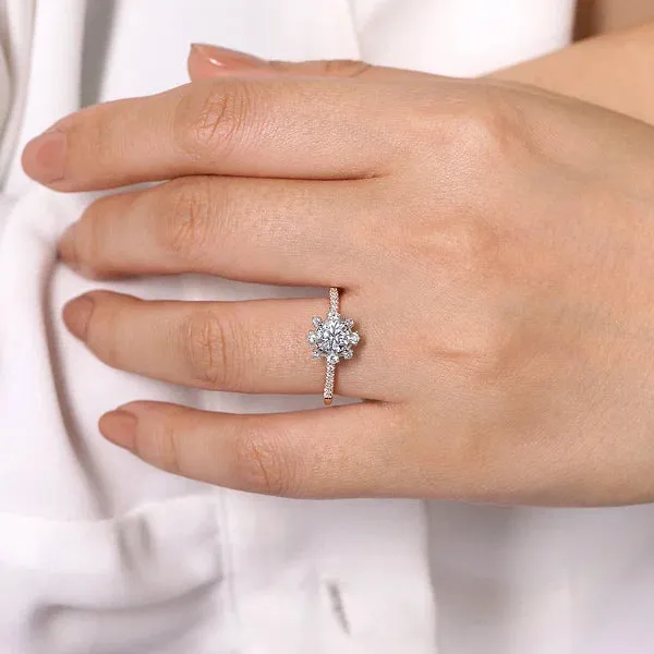 Snow Flake Halo Diamond Engagement Ring Mounting