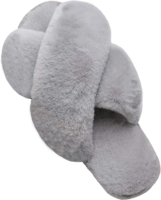 Soft Fur Slippers- Grey