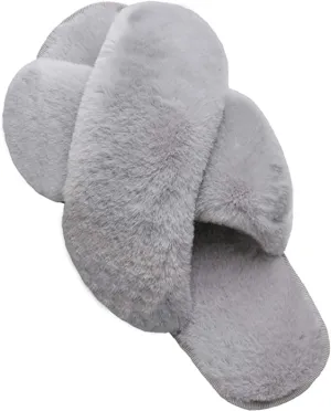 Soft Fur Slippers- Grey