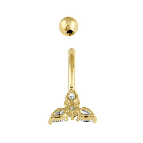 Solid 14K Gold CZ Star Belly Button Ring