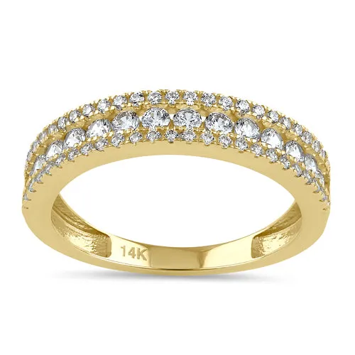 Solid 14K Gold Layered CZ Engagement Ring
