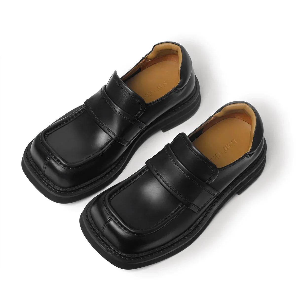 Square Toe Leather Loafers