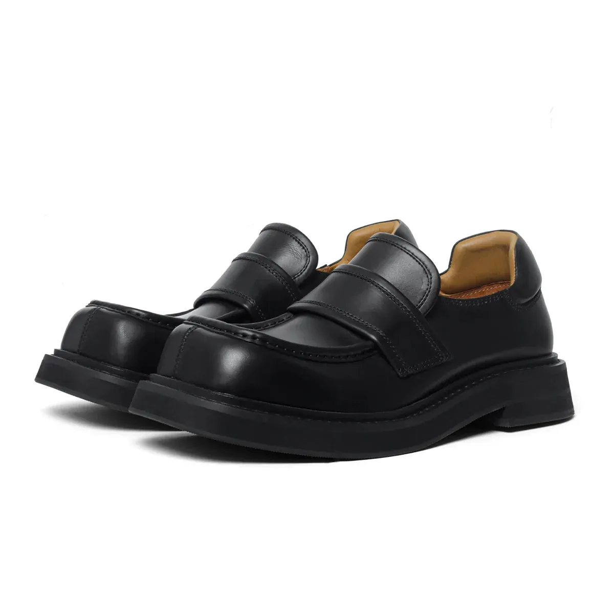 Square Toe Leather Loafers