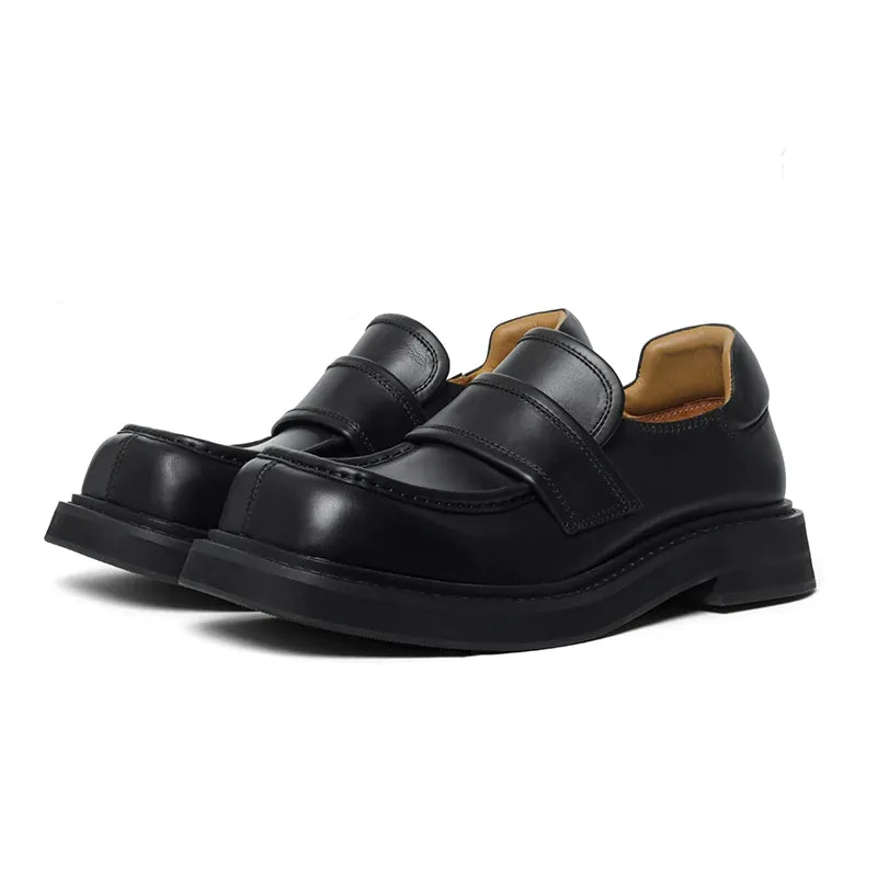 Square Toe Leather Loafers