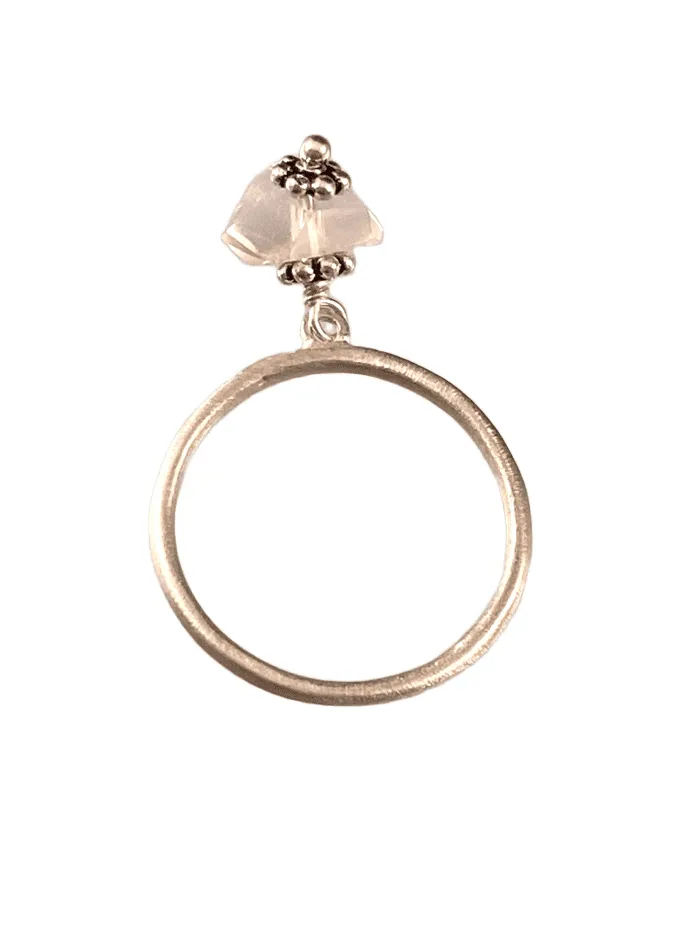 Sterling & Rose Quartz Charm Ring Size 7 1/2