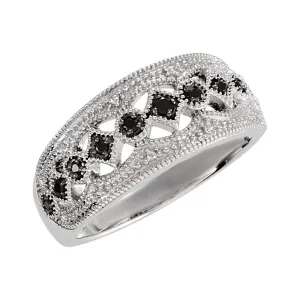 Sterling Silver Black Spinel Ring Size 8