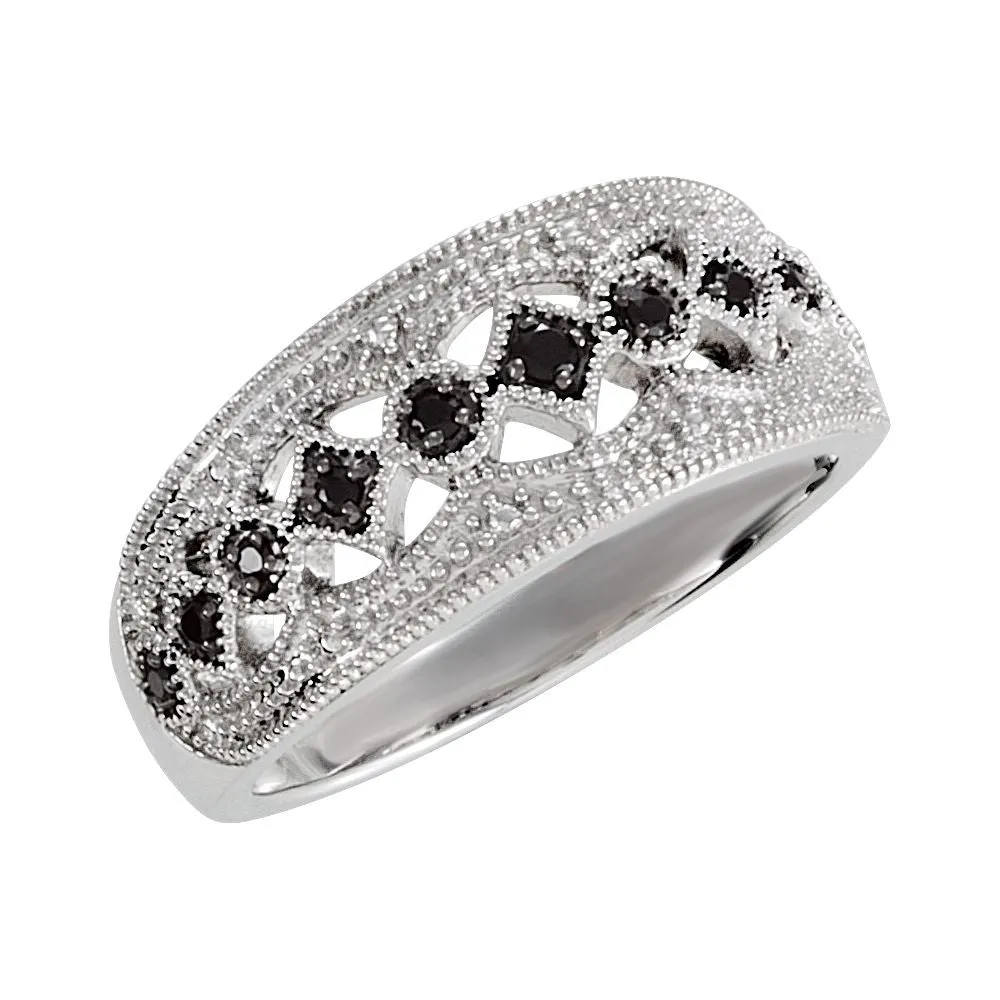 Sterling Silver Black Spinel Ring Size 8