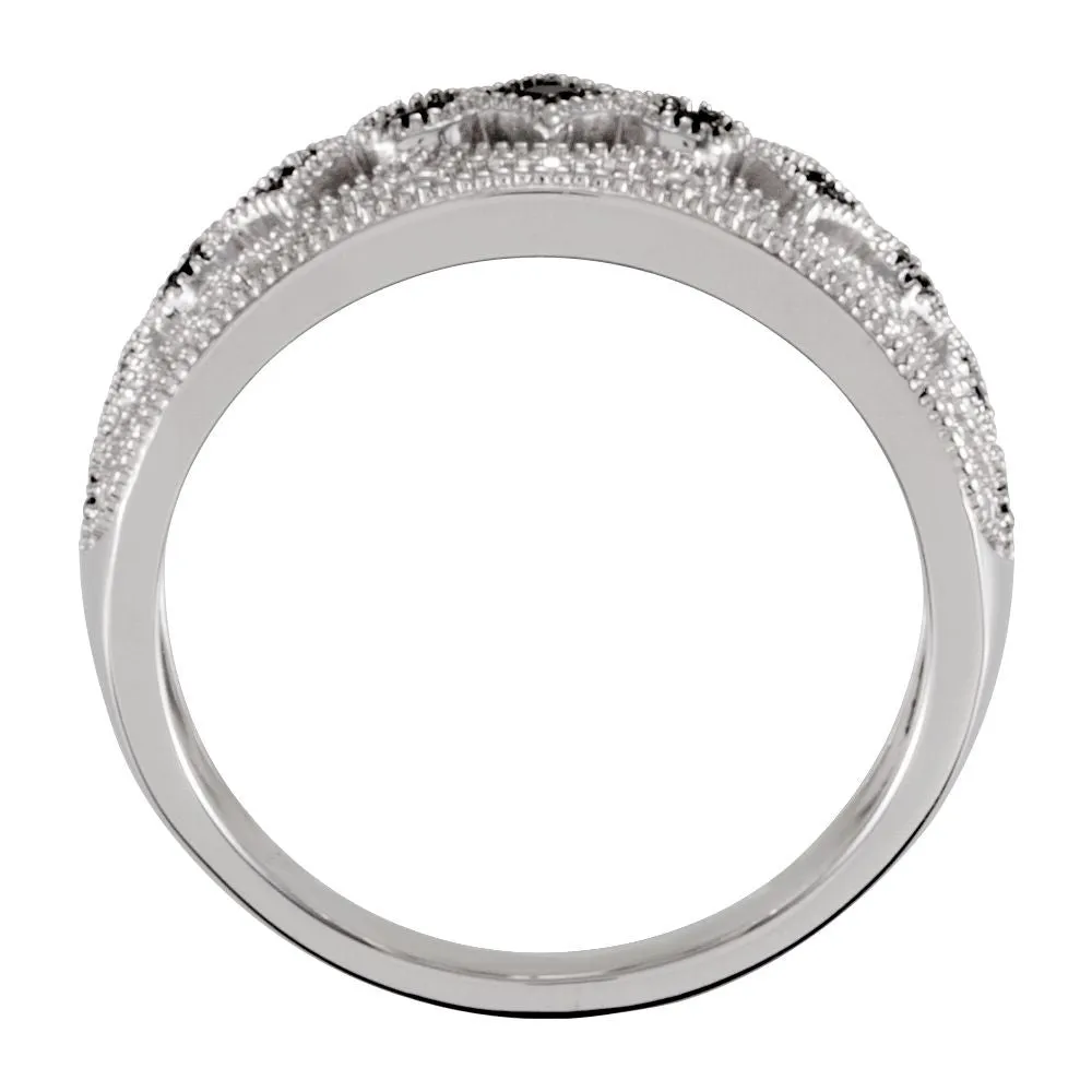 Sterling Silver Black Spinel Ring Size 8