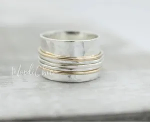 Sterling Silver Gold Meditation ring