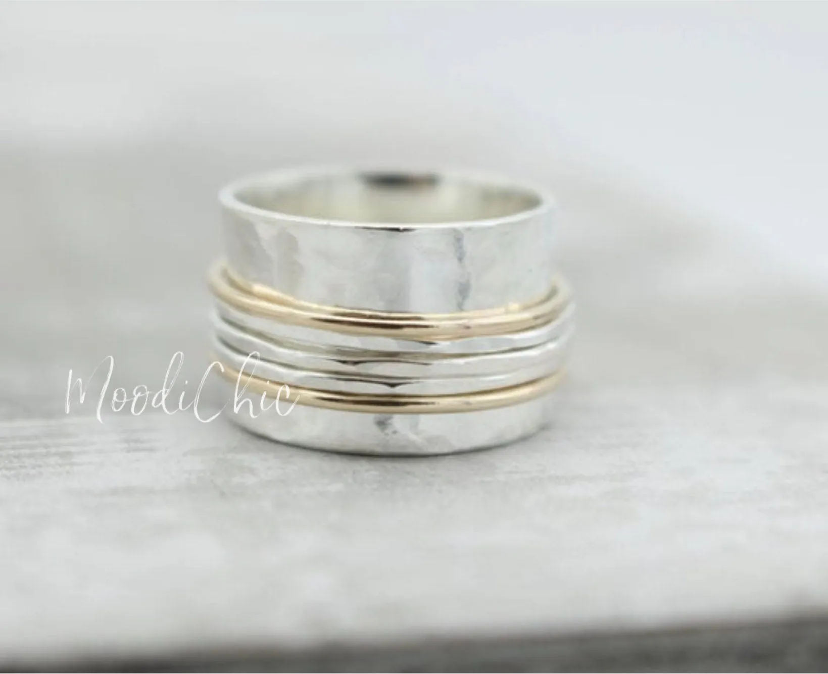 Sterling Silver Gold Meditation ring