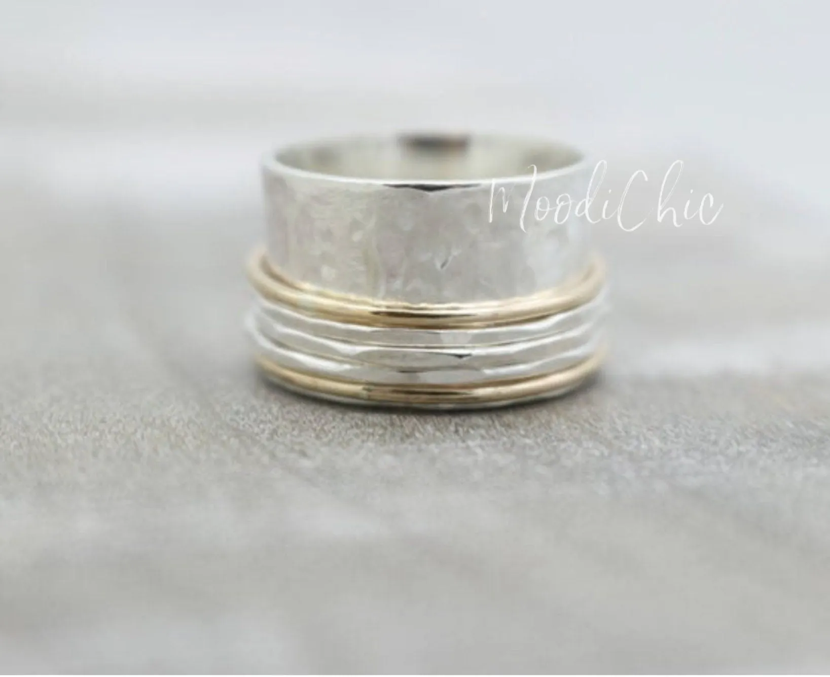Sterling Silver Gold Meditation ring