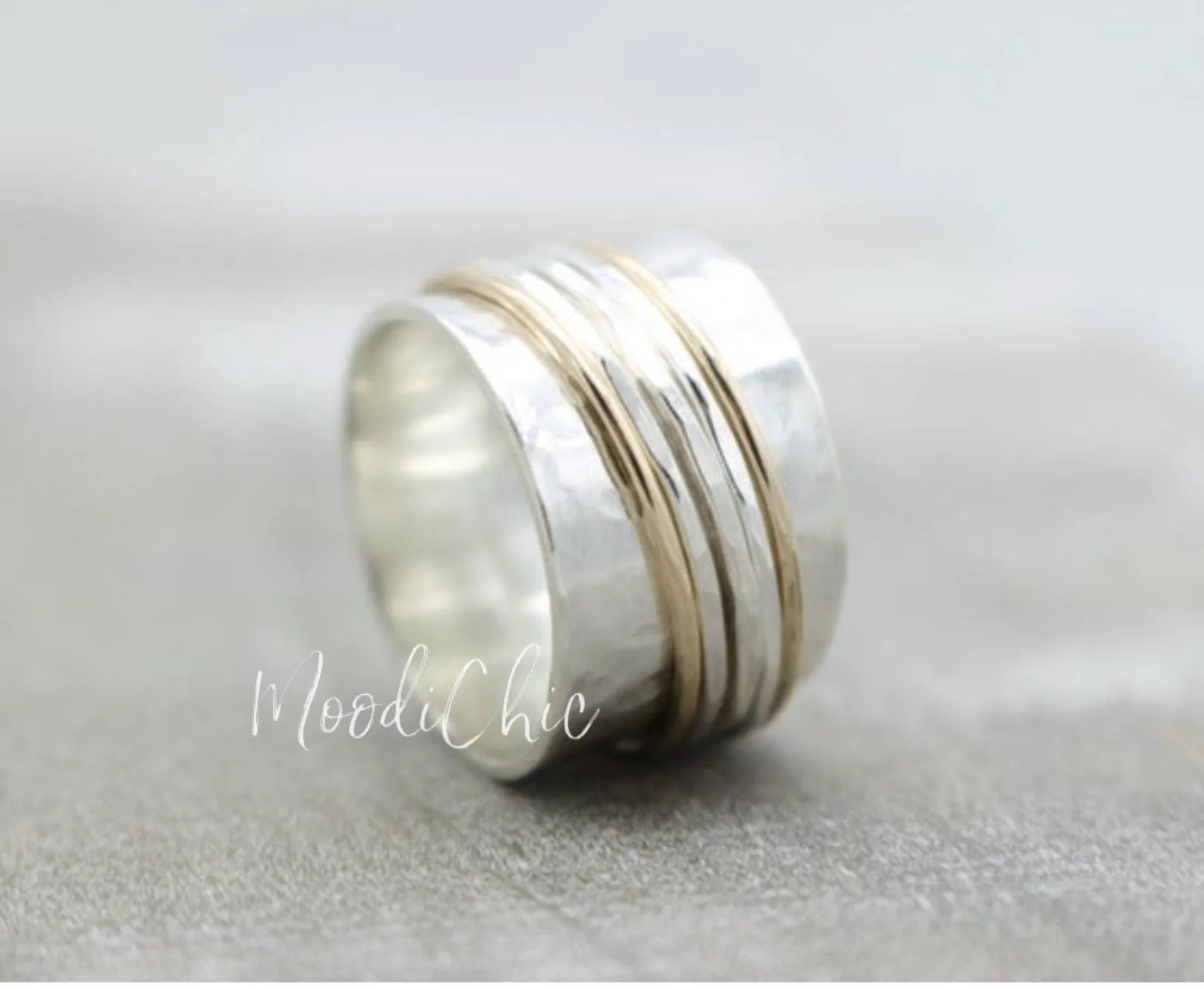Sterling Silver Gold Meditation ring