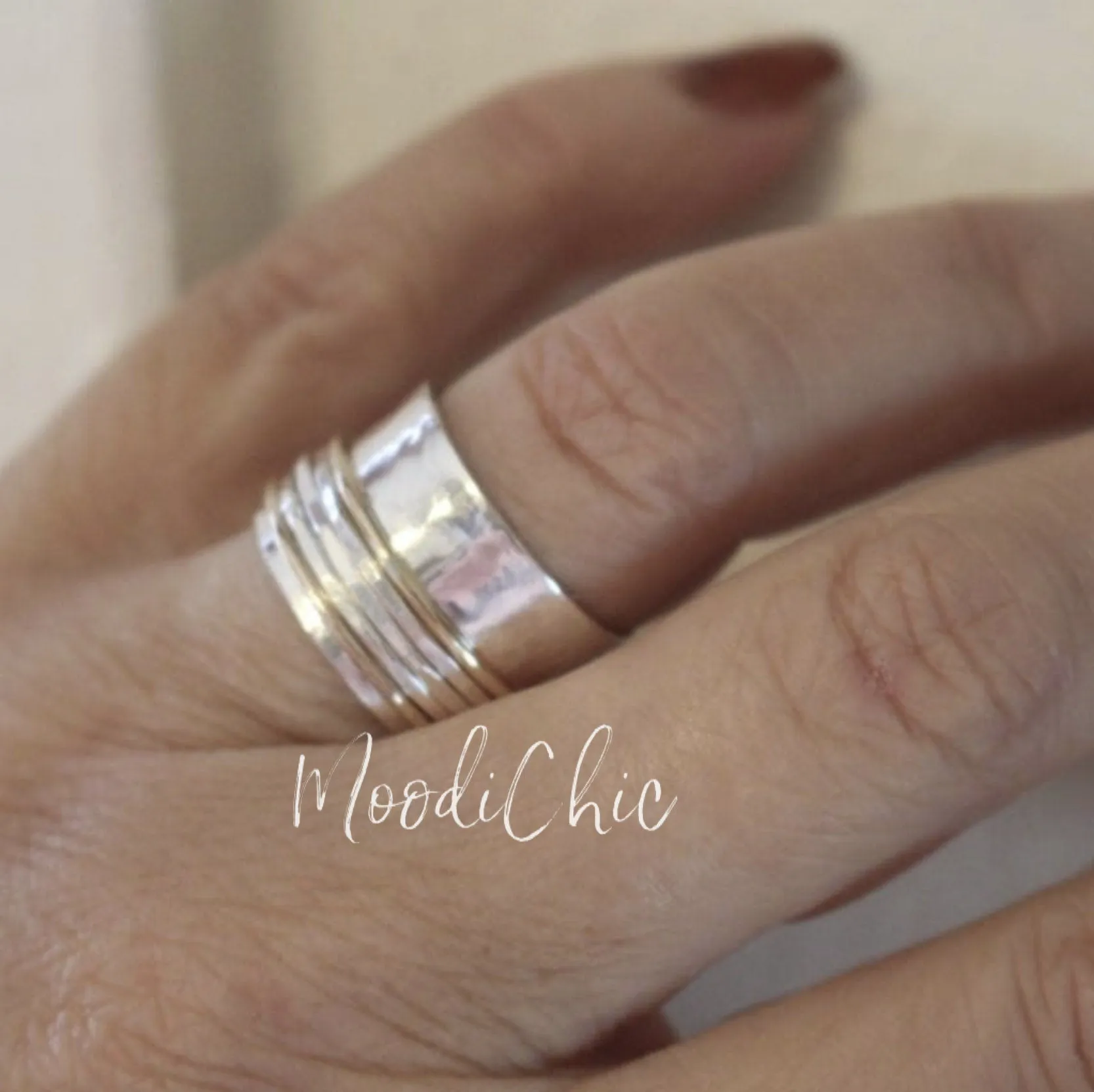 Sterling Silver Gold Meditation ring