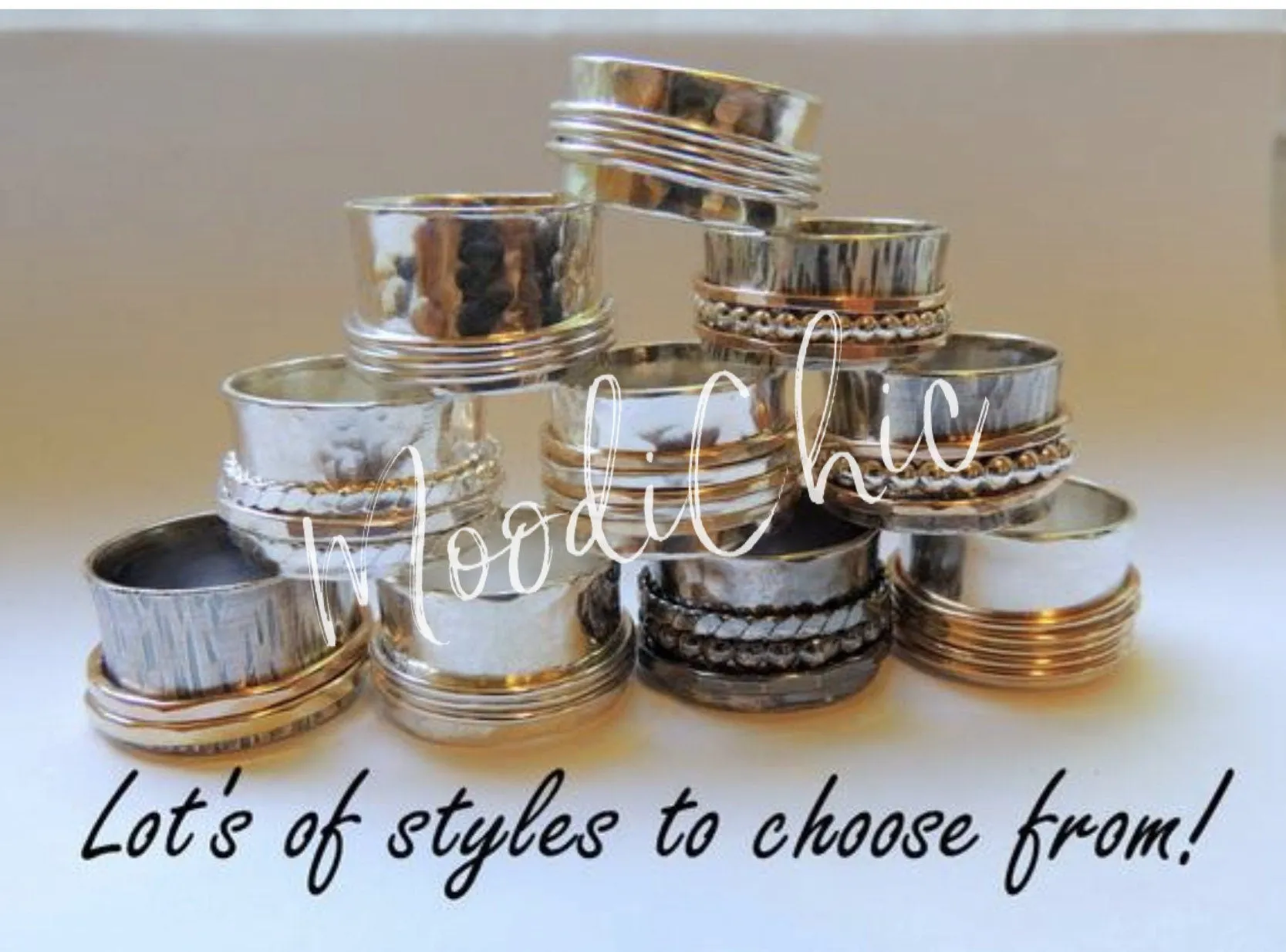 Sterling Silver Gold Meditation ring