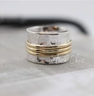 Sterling Silver Gold Spinner Ring