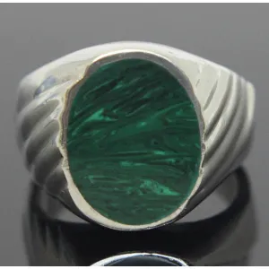 Sterling Silver Malachite Ring Size 9.5