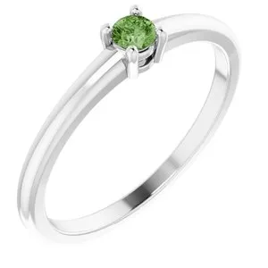 Sterling Silver Natural Green Sapphire Ring