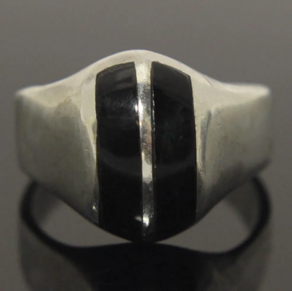 Sterling Silver Onyx Ring Size 11.5