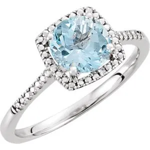Sterling Silver Sky Blue Topaz & .01 CTW Diamond Ring Size 6